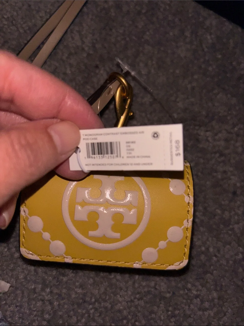 Tory Burch Yellow Leather Air Pod case. - Picture 3 of 7